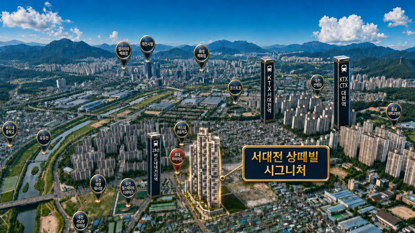 서대전 상떼빌 시그니처 장 보고 병원 가는 길이 반경 1~2km 안에