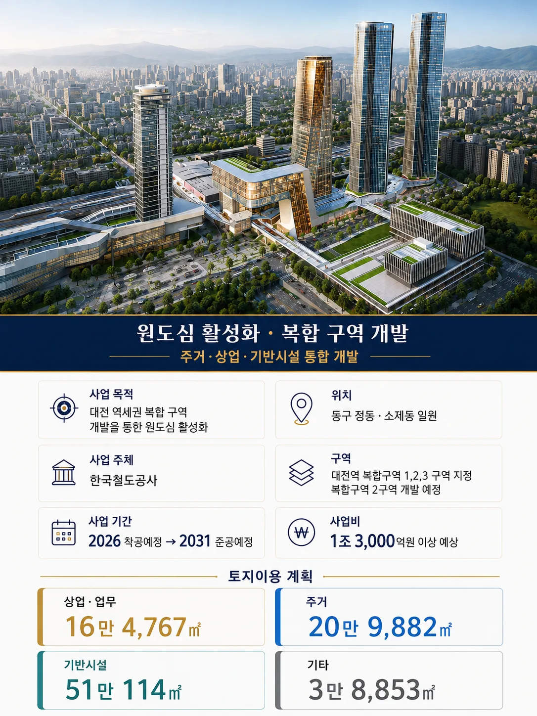 서대전 상떼빌 시그니처 대전역세권 복합구역 1조 3,000억원 규모 개발